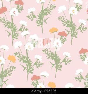 Vektor nahtlose florales Muster mit bunten Feld Blumen Stock Vektor