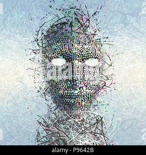 Surreale Maske Abstrakt mit viele Drähte Stockfoto