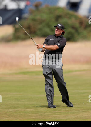 Phil Mickelson während der Vorschau Tag der offenen Meisterschaft 2018 bei Carnoustie Golf Links, Angus. Stockfoto