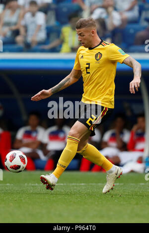 Sankt Petersburg, Russland - Juli 14: Toby Alderweireld während der FIFA WM 2018 Russland Platz 3 Entscheidungsspiel zwischen Belgien und England in Sankt Petersburg Stadion am 14. Juli 2018 in Sankt Petersburg, Russland. (MB) Stockfoto