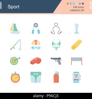 Sport Icons. Flaches Design Collection 28. Für die Präsentation, Grafik Design, Mobile, Web Design, Infografiken. Vector Illustration. Stock Vektor