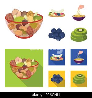Gemischte Nüsse, Obst und anderen Lebensmitteln. Essen set Sammlung Icons im Cartoon, flacher Stil vektor Symbol lieferbar Abbildung. Stock Vektor