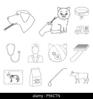 Tierklinik Umrisse Symbole im Set Sammlung für Design. Die Behandlung einer PET-Vektor Symbol lieferbar Abbildung. Stock Vektor