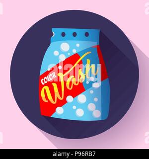 Vektor cartoon Waschpulver, Wäscheservice Pulver package Design Flat Style. Stock Vektor