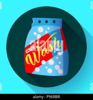 Vektor cartoon Waschpulver, Wäscheservice Pulver package Design Flat Style. Stock Vektor