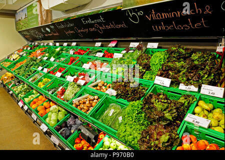 Deutschland, Nordrhein-Westfalen - Biomarkt in Essen. Stockfoto