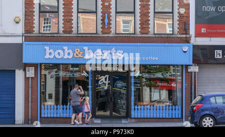 Nordirland Coffee Shop Kette - Bob & Berts artisan Coffee in Portadown. Stockfoto
