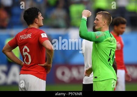 Juli 14th, 2018, St. Petersburg, Russland. Ende des Spiels FIFA WM Russland 2018 Match zwischen England und Belgien am Stadion St. Petersburg, Russland. Shoja Lak/Alamy leben Nachrichten Stockfoto