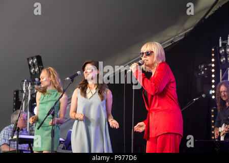 Oxfordshire, UK. 15. Juli 2018. Mari Wilson führt an die 2018 Cornbury Festival, tolle Tew, Oxfordshire Credit: John lambeth/Alamy leben Nachrichten Stockfoto