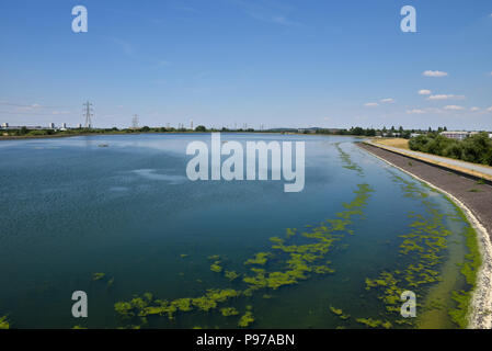 Walthamstow Feuchtgebiete, London, UK. 15. Juli 2018. Einen warmen und sonnigen Tag der Stauseen in Walthamstow Feuchtgebiete. Quelle: Matthew Chattle/Alamy leben Nachrichten Stockfoto