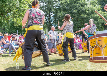 Cheshire, Großbritannien. 15. Juli 2018 - Behinderungen Bewußtsein Tag im Walton Hall und Gärten, Cheshire, England, Grossbritannien - das Wetter war heiß und sonnig wie Warrington Behinderung Partnerschaft ihr 27. jährlichen Behinderung Bewußtsein Tag Veranstaltung auf dem Gelände des Walton Hall und Gärten, wo Massen von Menschen erfahrenen Ausstellungen, Kunst, Sport, Entertainment, und jede Menge Spaß für Kinder statt. Die Aussteller viele Geräte, die mit unterschiedlichen Behinderungen Credit: John Hopkins/Alamy Leben Nachrichten unterstützen. Stockfoto