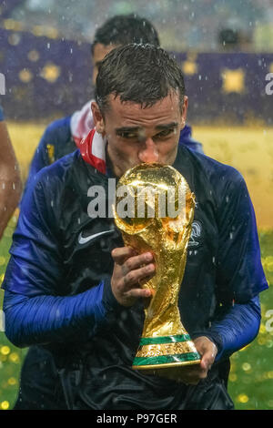 Moskau, Russland. 15. Juli 2018. Bei Luzhniki Stadion während der abschließenden zwischen Franceand Kroatien während der WM 2018. Ulrik Pedersen/CSM Credit: Cal Sport Media/Alamy leben Nachrichten Stockfoto