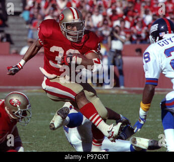 San Francisco, Kalifornien, USA. 20 Jan, 1991. San Francisco 49ers vs New York Giants im Candlestick Park Samstag, 20. Januar 1991. Riesen Beat 49ers 15-13. 49er zurück laufen Roger Craig Credit: Al Golub/ZUMA Draht/Alamy leben Nachrichten Stockfoto