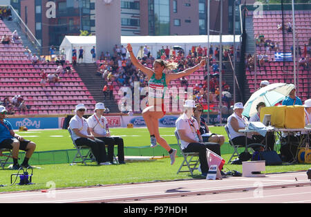 Tampere, Finnland. 15. Juli 2018. ALEKSANDRA NACHEVA gewinnen die Goldmedaille im Dreisprung auf der IAAF World U20 Meisterschaft Tampere, Finnland am 15. Juli 2018. Credit: Denys Kuvaiev/Alamy leben Nachrichten Stockfoto