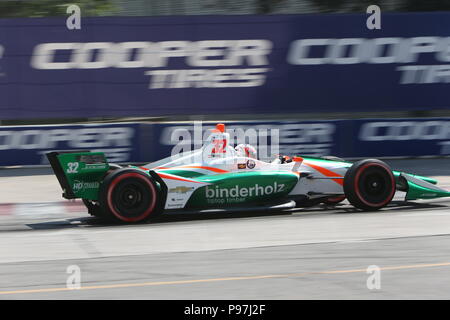 Toronto, Kanada. 15. Juli 2018. ToroDay 3 am Honda Indy in Toronto, Ontario, Kanada. Scott Dixon (9) gewinnt das Honda Indy nach führenden für 49 Runden. Simon Pagenaud (22) 2. und Robert Wickens (6) beendet 3. Credit: Lukas Durda/Alamy leben Nachrichten Stockfoto