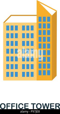 Office Tower Flachbild-Symbol. Premium style Flachbild Icon Design. UI. Abbildung: Office Tower Flachbild-Symbol. Piktogramm isoliert auf Weiss. Bereit im Netz zu verwenden, d Stock Vektor