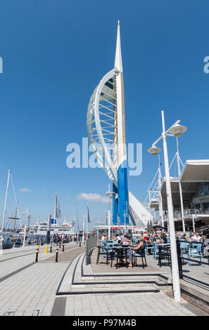 Emirate Spinnaker Tower in Gunwharf Quays, Portsmouth, Hampshire, England, UK. Emirates Tower portrait in Portsmouth. Stockfoto