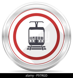 Zug silber metallic Chrom Grenze runde Web Symbol auf weißem Hintergrund Stockfoto