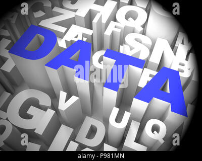 Big Data Tools Digital Toolbox 3D Rendering zeigt Mainframe Computing Management Verbesserung und Lagerung Stockfoto