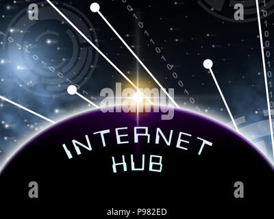 Iot Hub Internet der Dinge Gateway 2d-Abbildung zeigt das Portal für die Kommunikation zu Automatisieren von Prozessen Stockfoto