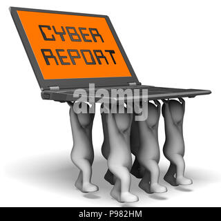 Cyber Bericht digitale Analytics Ergebnisse 3D Rendering zeigt, Cloud Computing oder virtuellen Netzwerk Analyse und Überprüfung Stockfoto