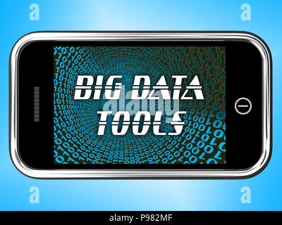 Big Data Tools Digital Toolbox 3D Rendering zeigt Mainframe Computing Management Verbesserung und Lagerung Stockfoto
