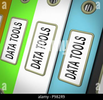 Big Data Tools Digital Toolbox 3D Rendering zeigt Mainframe Computing Management Verbesserung und Lagerung Stockfoto