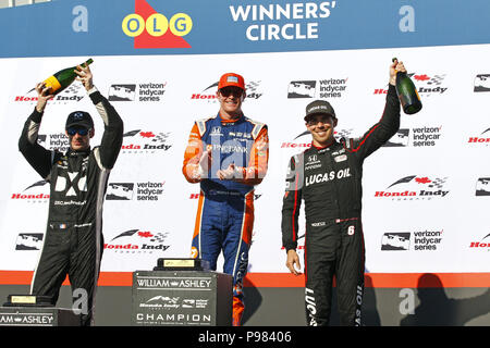 Toronto, Ontario, Kanada. Am 15. Juli 2018. SCOTT DIXON (9) von Neuseeland gewinnt das Honda Indy Toronto an Straßen von Toronto in Toronto, Ontario. Credit: Justin R. Noe Asp Inc/ASP/ZUMA Draht/Alamy leben Nachrichten Stockfoto