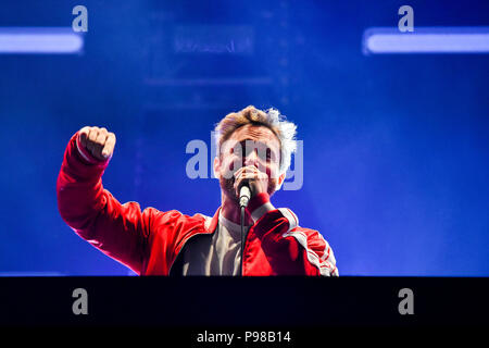 Novi Sad, Serbien. 15. Juli 2018. 15. Juli 2018 Frankreich DJ David Guetta durchführen bei Exit Festival in der Petrovaradian Festung Credit: Nenad Mihajlovic/Alamy leben Nachrichten Stockfoto