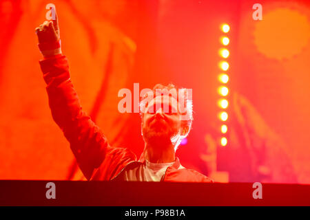 Novi Sad, Serbien. 15. Juli 2018. 15. Juli 2018 Frankreich DJ David Guetta durchführen bei Exit Festival in der Petrovaradian Festung Credit: Nenad Mihajlovic/Alamy leben Nachrichten Stockfoto