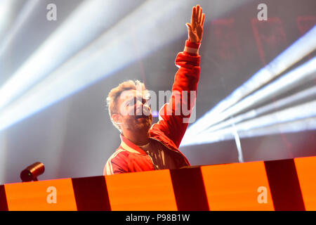 Novi Sad, Serbien. 15. Juli 2018. 15. Juli 2018 Frankreich DJ David Guetta durchführen bei Exit Festival in der Petrovaradian Festung Credit: Nenad Mihajlovic/Alamy leben Nachrichten Stockfoto