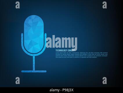 Abstrakte Symbol Mikrofon auf blauem Hintergrund. Stock Vektor