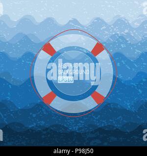 Konzept blaue Meer Wellen Muster grunge Hintergrund. Eps Vektordatei. Stock Vektor