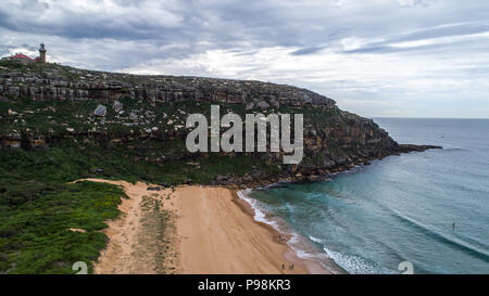 Luftaufnahme von barrenjoey Leuchtturm auf der Landspitze im Palm Beach, Sydney, Australien Stockfoto