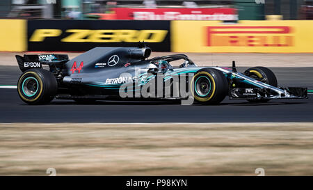 Bilder von der Formel 1 Britischen Grand Prix in Silverstone am 8. Juli 2018. Vettel gewann Räikkönen, Hamilton, 2. und 3. Stockfoto