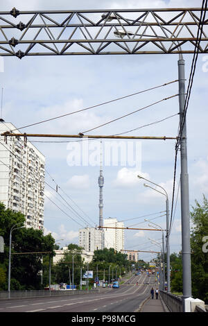 Moskau, Russland - ca. Juli 2018 Sheremetievskaya Straße Stockfoto