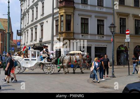 Reiten und Kutschfahrten in Krakau, Polen, Europa. Stockfoto