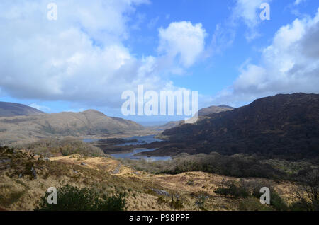 Malerische Damen Blick entlang des Ring of Kerry in Irland. Stockfoto