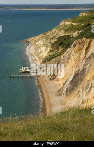 Alum Bay Klippen, Isle of Wight Stockfoto