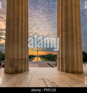 Sonnenaufgang am Lincoln Memorial in Washington DC Stockfoto