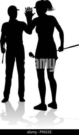 Golfspieler Golf Sport Menschen in Silhouette Stock Vektor