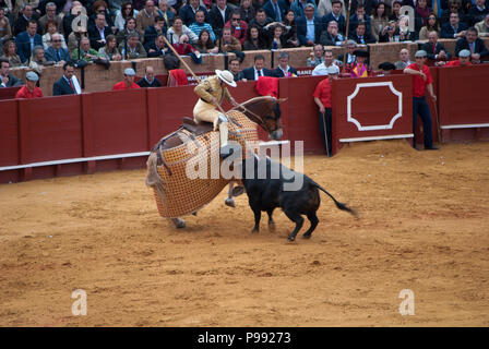 Die blutigen Kampf zwischen Bull und Stierkämpfer Stockfoto