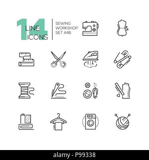 Schneiderei - Line Design style Icons Stock Vektor