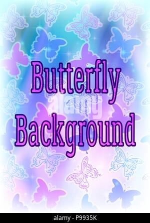 Hintergrund mit blauen und rosa Schmetterlinge Konturen und Silhouetten auf abstrakt-LED-Muster mit Stars und Holzbalken. Eps 10, enthält Folien. Vec Stock Vektor