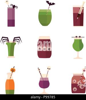 Halloween Party Cocktails und Getränke Menü Stock Vektor