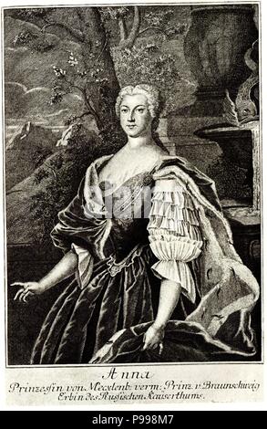 Portrait der Prinzessin Anna Leopoldovna (1718-1746), der Zar Iwan VI Mutter. Museum: private Sammlung. Stockfoto