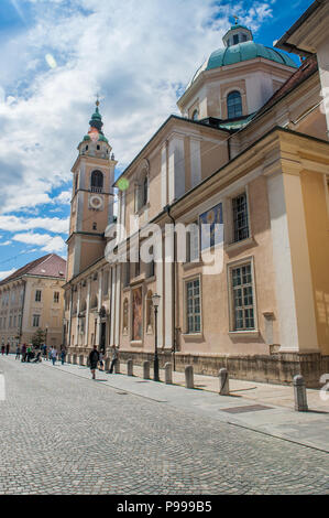 St Nicholas's Kathedrale in der Stadt Ljubljana, Slowenien. Stockfoto