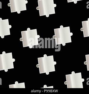 Nahtlose Muster mit Puzzleteile auf schwarzem Hintergrund - Puzzle Stücke Stock Vektor