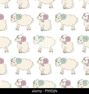 Cartoon Schafe nahtlose Wallpaper Stock Vektor