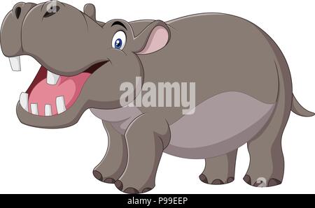 Cartoon Hippo mit offenen Mund Stock Vektor